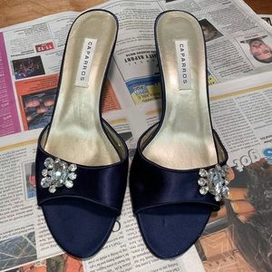Caparros Navy Blue Bejeweled Mules